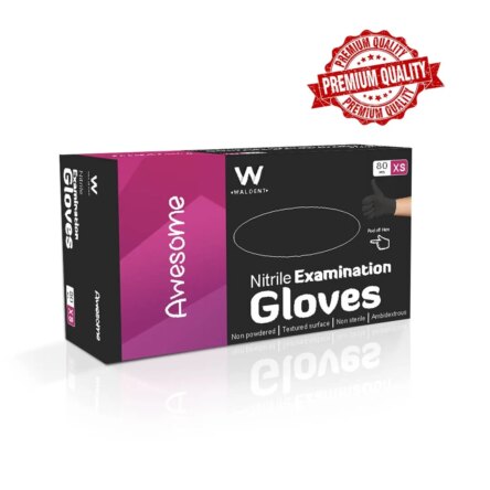 Waldent Nitrile Examination Gloves- Black (Large)