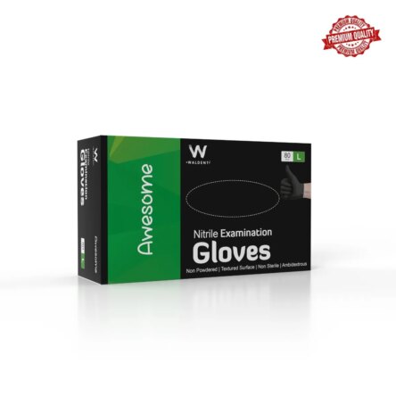 Waldent Nitrile Examination Gloves- Black (Large)