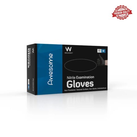 Waldent Nitrile Examination Gloves- Black (Large)