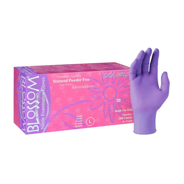 Blossom Lila Nitrile Exam Gloves - Large