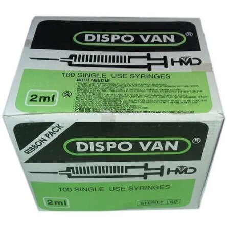 Hmd Dispo Van Syringe 2ml | 24 Gauge | 1  Inch Needle