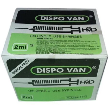 Hmd Dispo Van Syringe 2ml | 24 Gauge | 1  Inch Needle