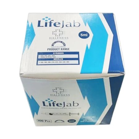 LifeJab Sterile Hypodermic Syringe With Needle 24 Gauge - 5ml