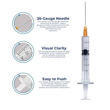 LifeJab Sterile Hypodermic Syringe With Needle 26 Gauge – 3ml