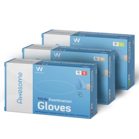 Waldent Nitrile Medical Examination Gloves – Large