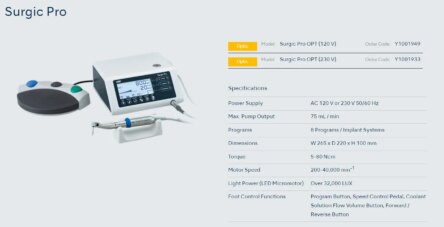 NSK Surgic Pro Implant Motor Optic D 230 V With XSG20L Handpiece