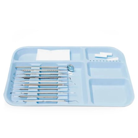 ET Dental Clinical Instrument Tray With Cover - Blue