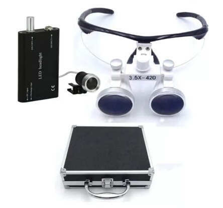 Endoking Dental Loupes 3.5x With Plastic Frame (Led HeadLight Free) -Silver