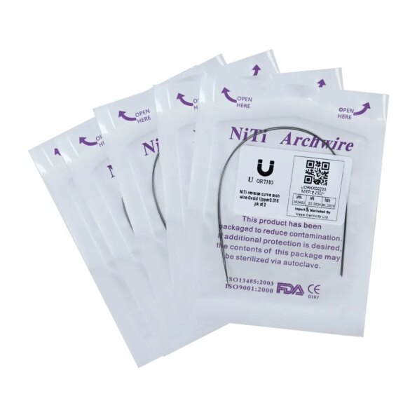 U Ortho Niti reverse curve arch wire-Ovoid Lower 0.014 Pk of 2