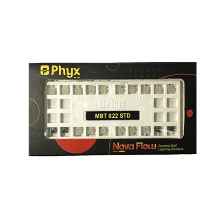 Phyx Nova Flow Ceramic Self Ligating Brackets MBT 022 with 4 Set of Wires (4 CuNiti Set)