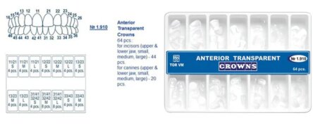 Russia Tor Vm Transparent Crowns 64 pcs – Anterior No. 1.910