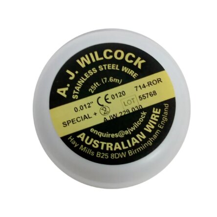 A . J . Wilcock Special + Stainless Steel Australian Wire 25 ft. (7.6m) – 0.012″